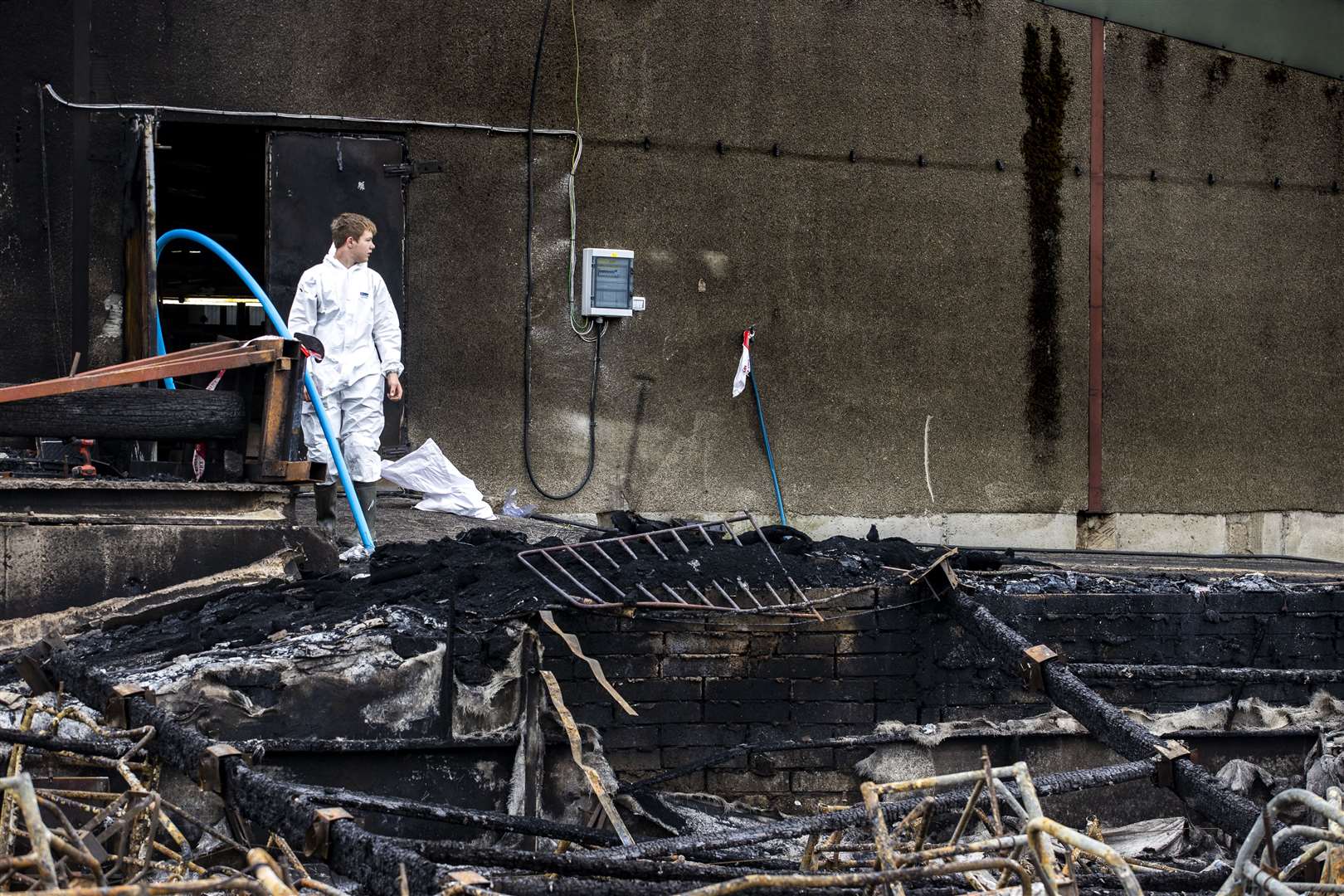 The farrowing house was totally destroyed in the blaze (Liam McBurney/PA)