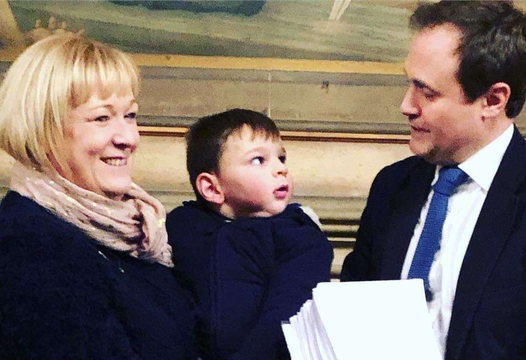 Paula Hudgell with Tony and Tonbridge and Malling MP Tom Tugendhat in Parliament