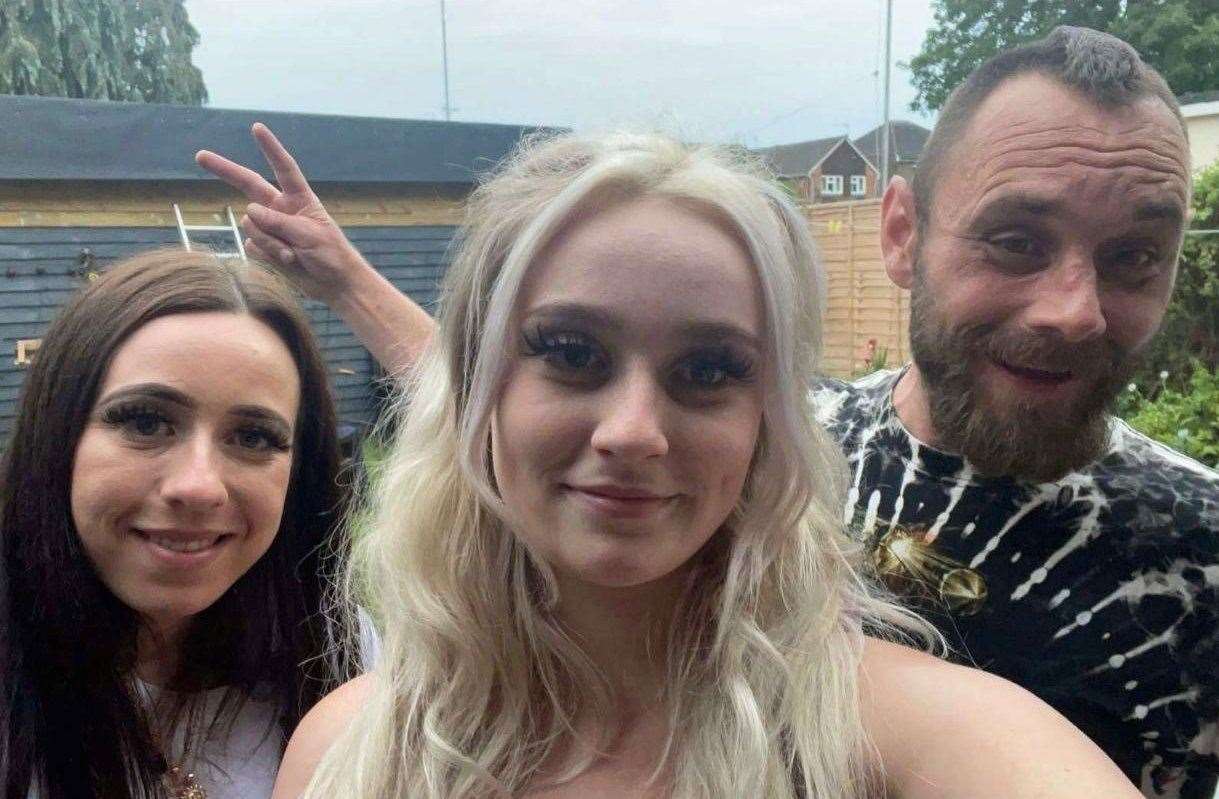 James Ronayne (far right) with his two sisters. Picture: SWNS