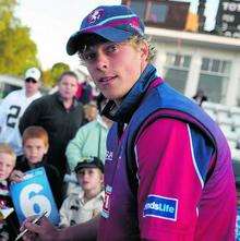 Sam Northeast signs autographs for young fans at Tunbridge Wells.