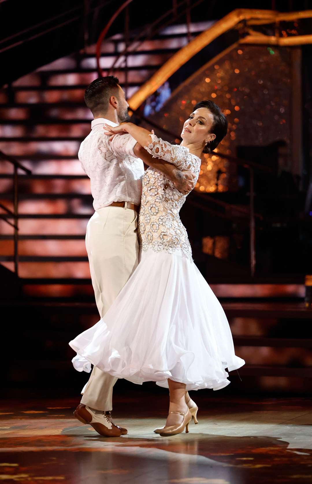 Amanda Abbington was paired with Italian professional dancer Giovanni Pernice on the show (Guy Levy/BBC/PA)