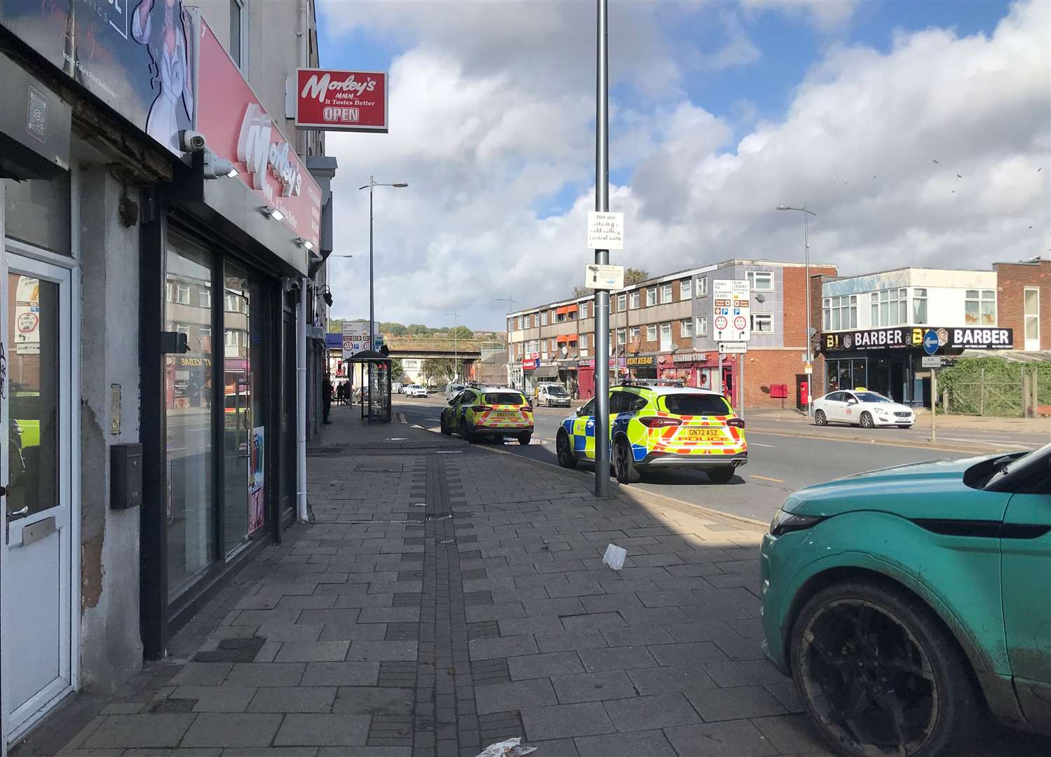 Police were spotted in Strood High Street near Rochester Bridge this morning