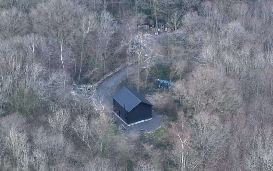 The 'illegal' building in Little Nash Wood, south of Woodlands Road, Adisham. Picture: WOAW