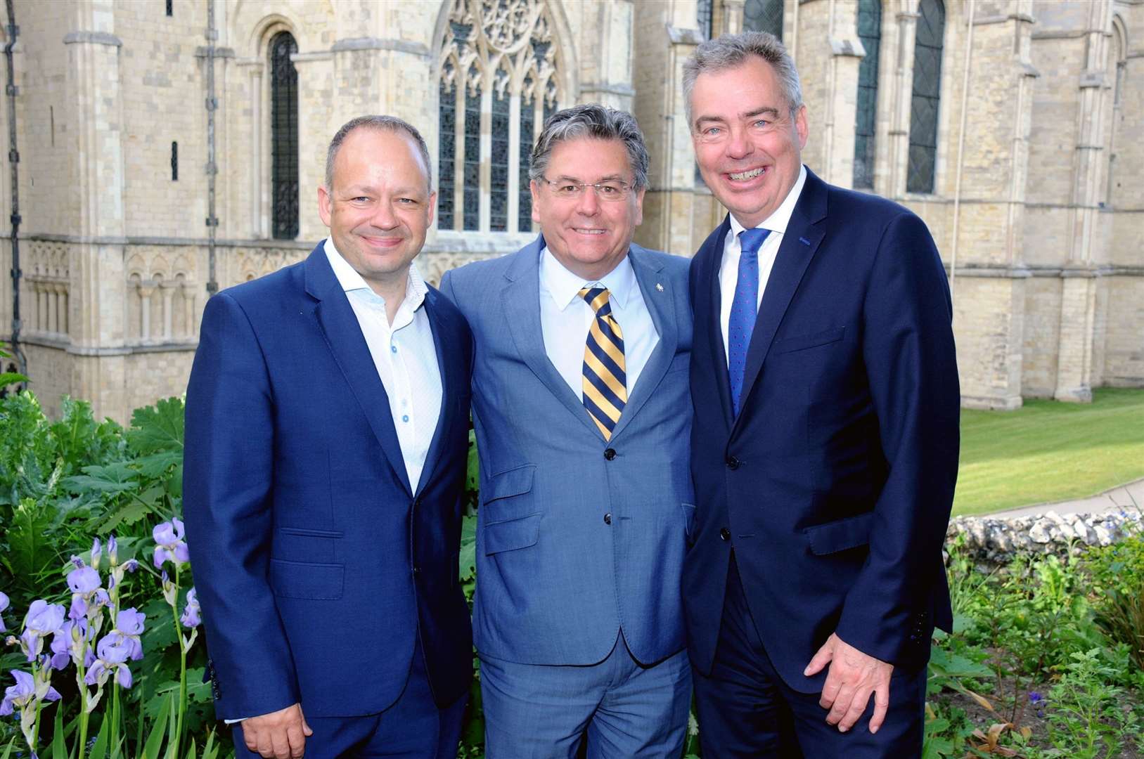 Clive Stevens, centre, with Nigel Fright, managing partner Kreston Reeves, left, and Andrew Griggs senior partner and head of international (11363966)