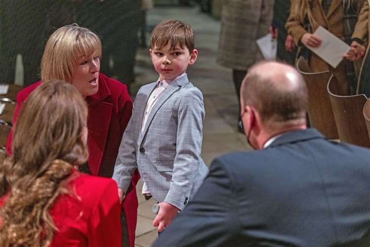 The Prince and Princess of Wales with Tony Hudgell, then seven, and his mother Paula Hudgell, who has sent her love to Kate. Picture: Heathcliff O’Malley/PA