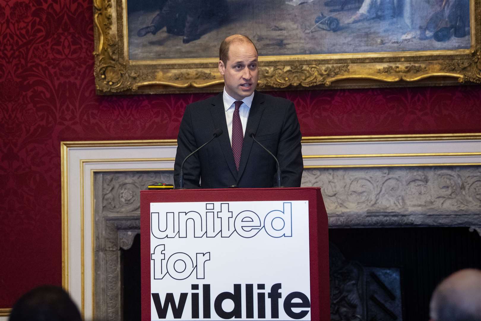 The Duke of Cambridge, as President of United for Wildlife, makes a speech during the meeting of the United for Wildlife Taskforces at St James’s Palace, London (Victoria Jones/PA)