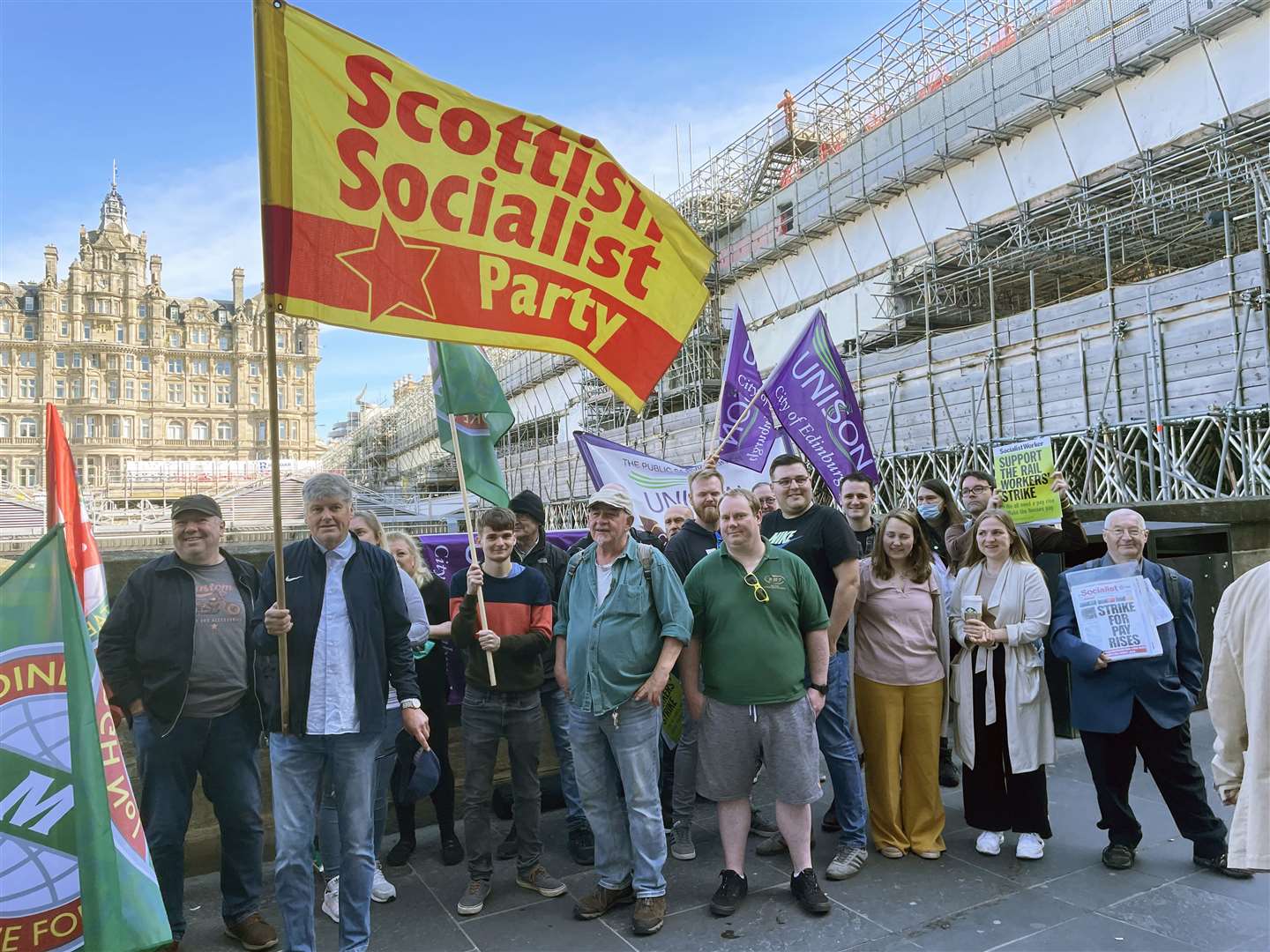 A picket line outside Edinburgh Waverley station (Katharine Hay/PA)