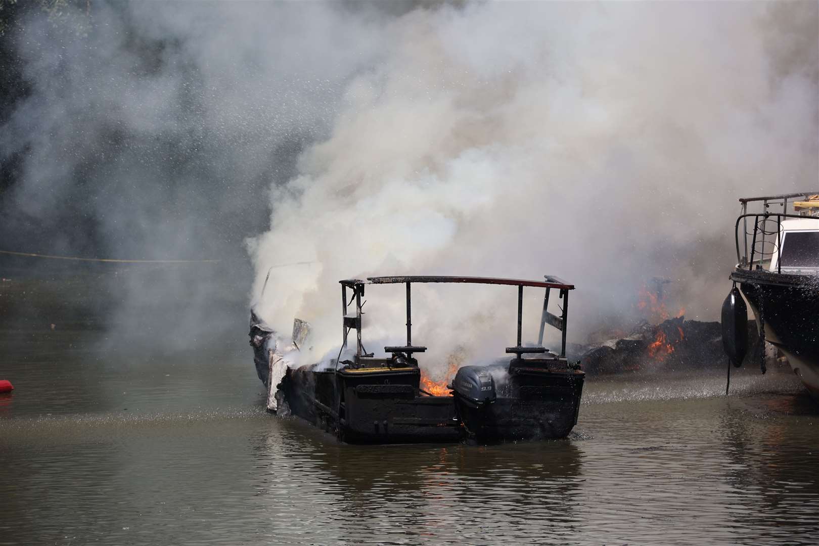 One of the boats destroyed during the blaze. Picture: Bernard Snell