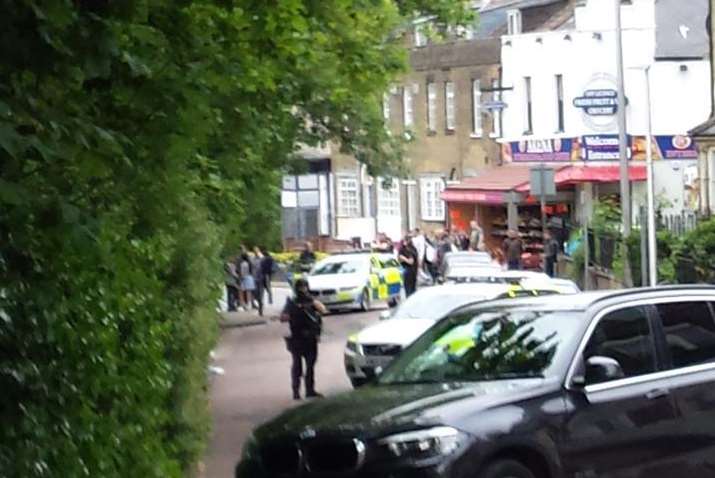 Armed police were deployed to the road. Pic by Niall Brennan