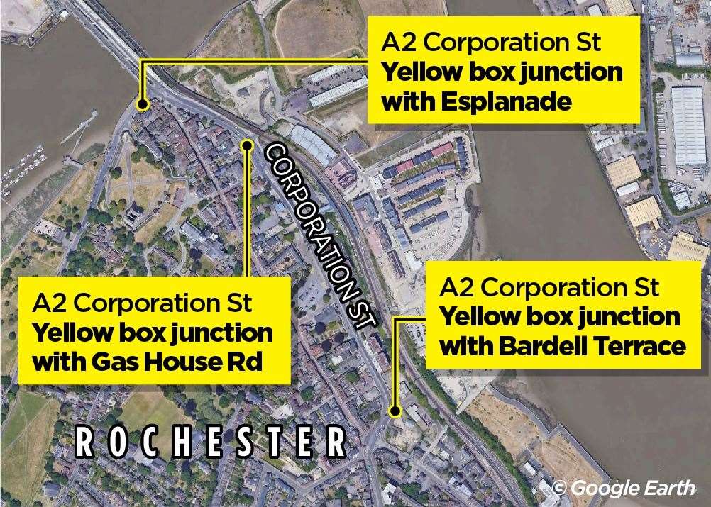 Three yellow box junctions already exist on Corporation Street in Rochester and will now be monitored by ANPR cameras.