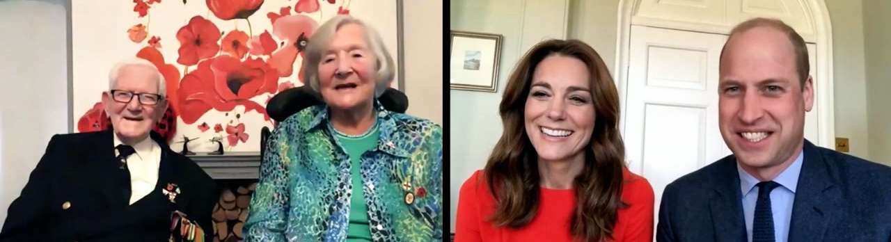 Kate and William share a joke with care home residents Charles Ward and Jean Hull (BBC/Kensington Palace/PA)