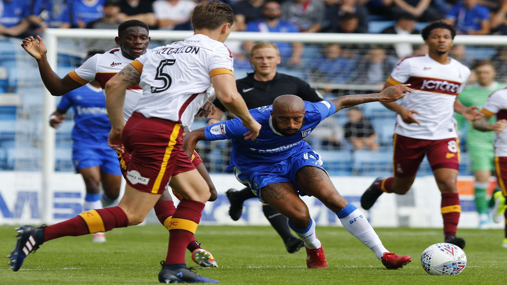 Josh Parker provided plenty of work-rate for Gillingham. Picture: Andy Jones