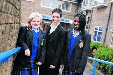 Rochester Grammar School head Denise Shepherd with pupils