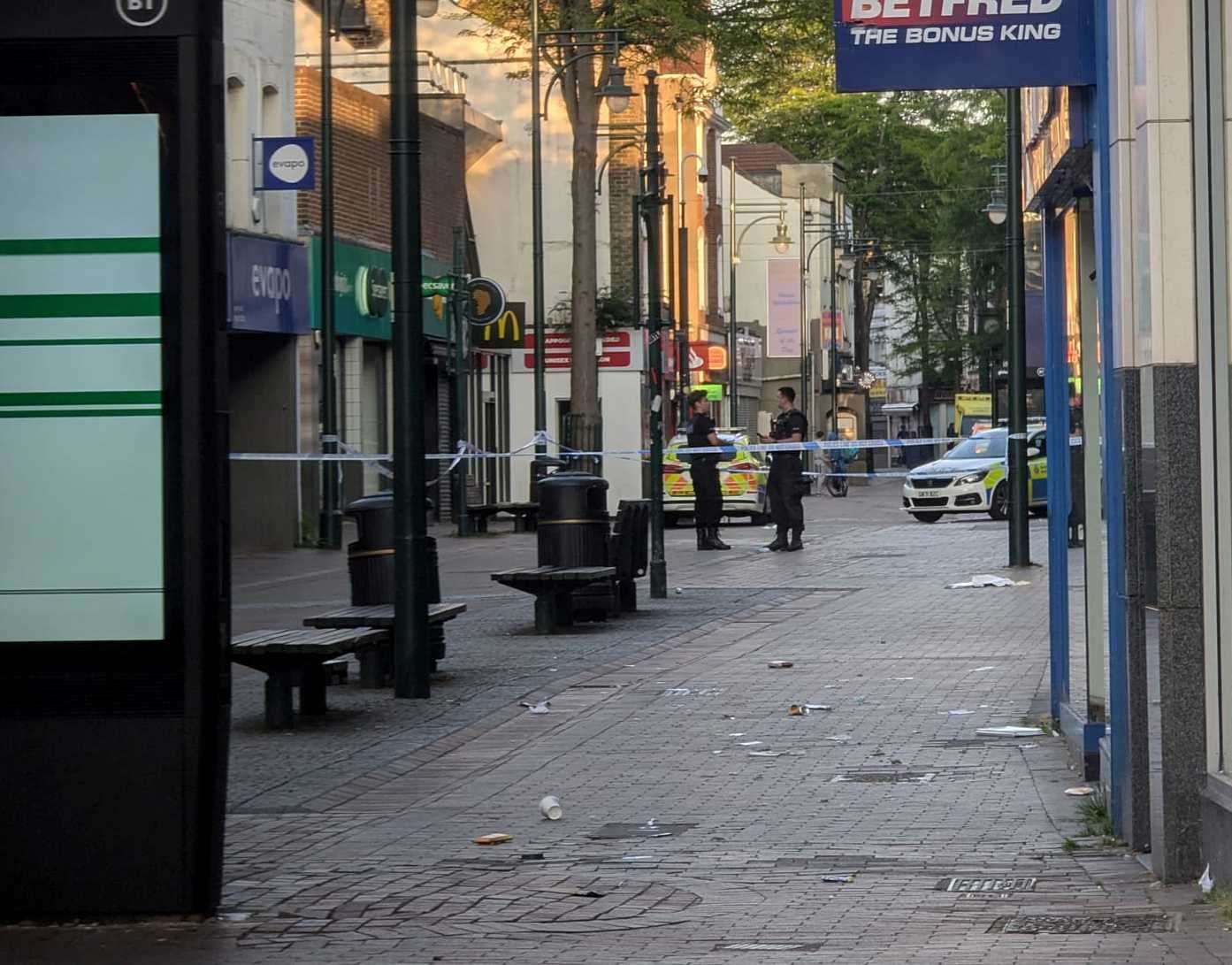 The police cordon in Chatham High Street