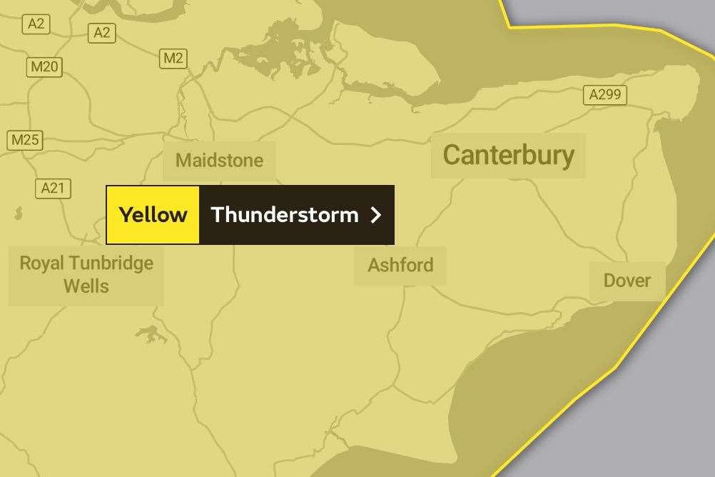 The Met Office says there may be some disruption to roads, homes and train services. Picture: Met Office