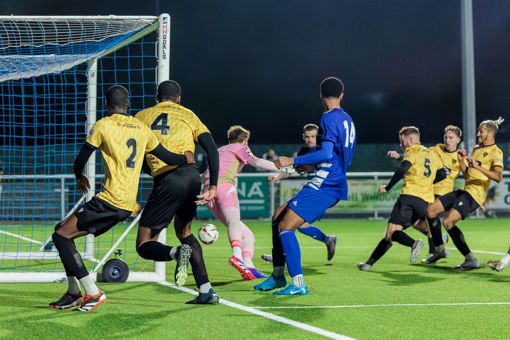 George Fowler gives Maidstone a 2-0 lead at Aveley. Picture: Helen Cooper