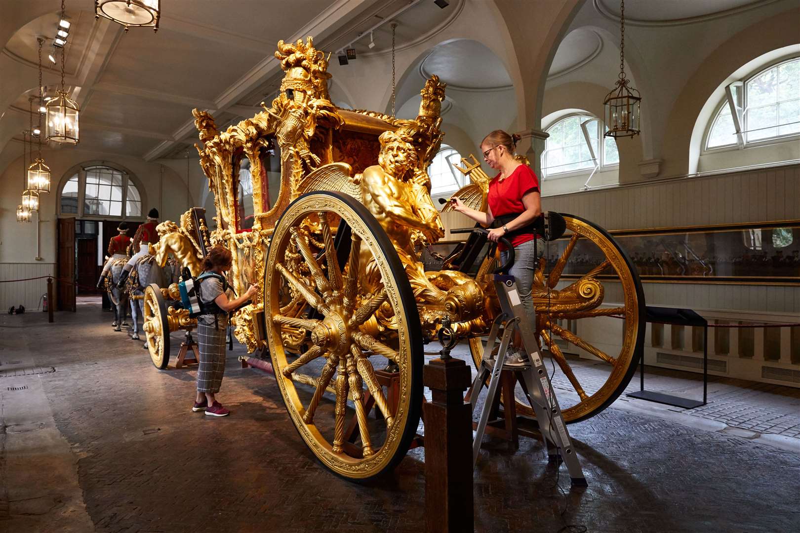 The Gold State Coach being prepared to go back on view to visitors (Royal Collection Trust/Her Majesty Queen Elizabeth II 2020/PA)