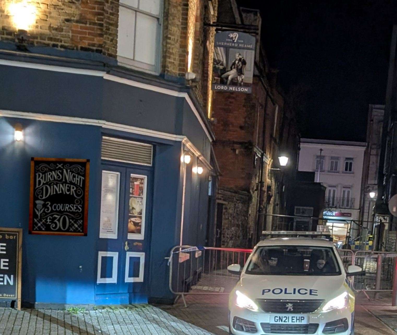 Flying Horse Lane in Dover has closed while police and engineers inspect the wonky property. Picture: Dan White