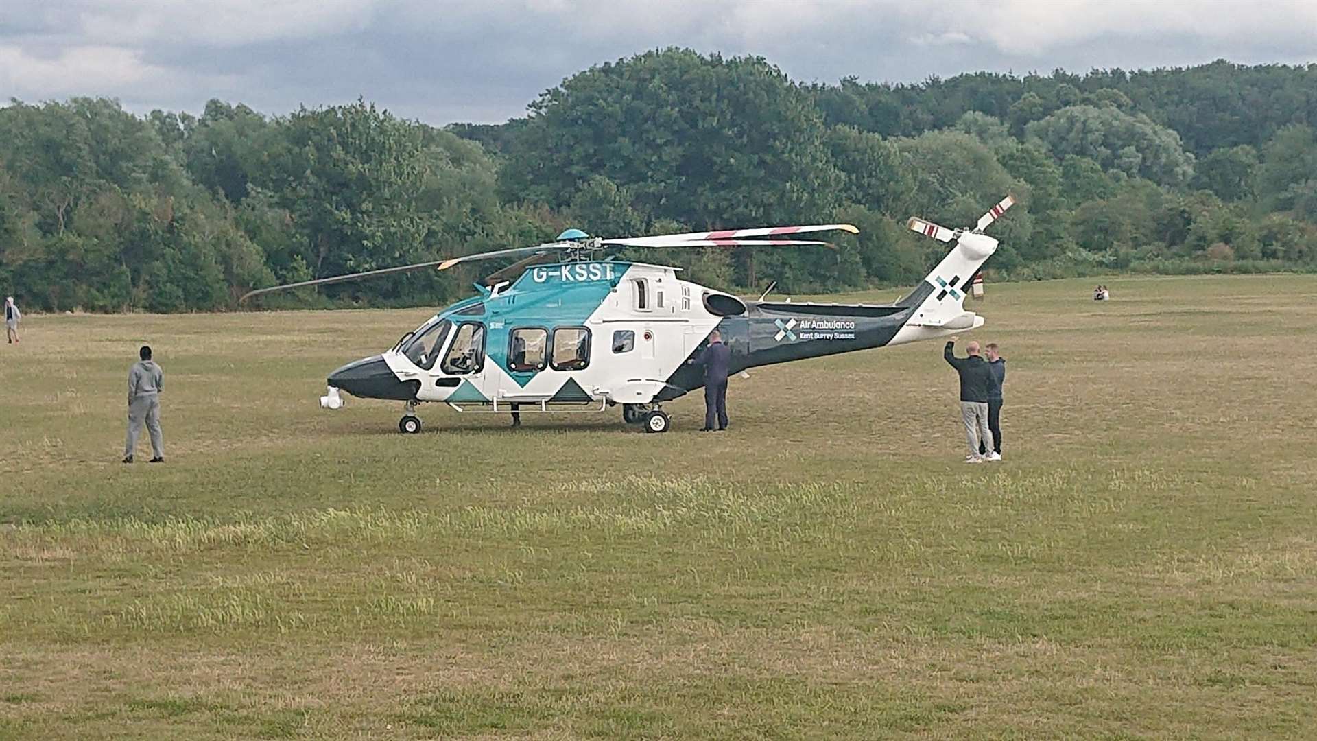 The air ambulance landed in Hall Place, Crayford, after a man was found unconcious. Picture: Mike Stevens