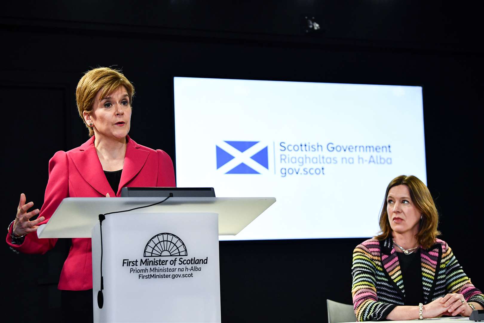 Scotland’s First Minister Nicola Sturgeon said Chief Medical Officer Dr Catherine Calderwood had completed ‘transformational’ work in the role (Jeff J Mitchell/PA)