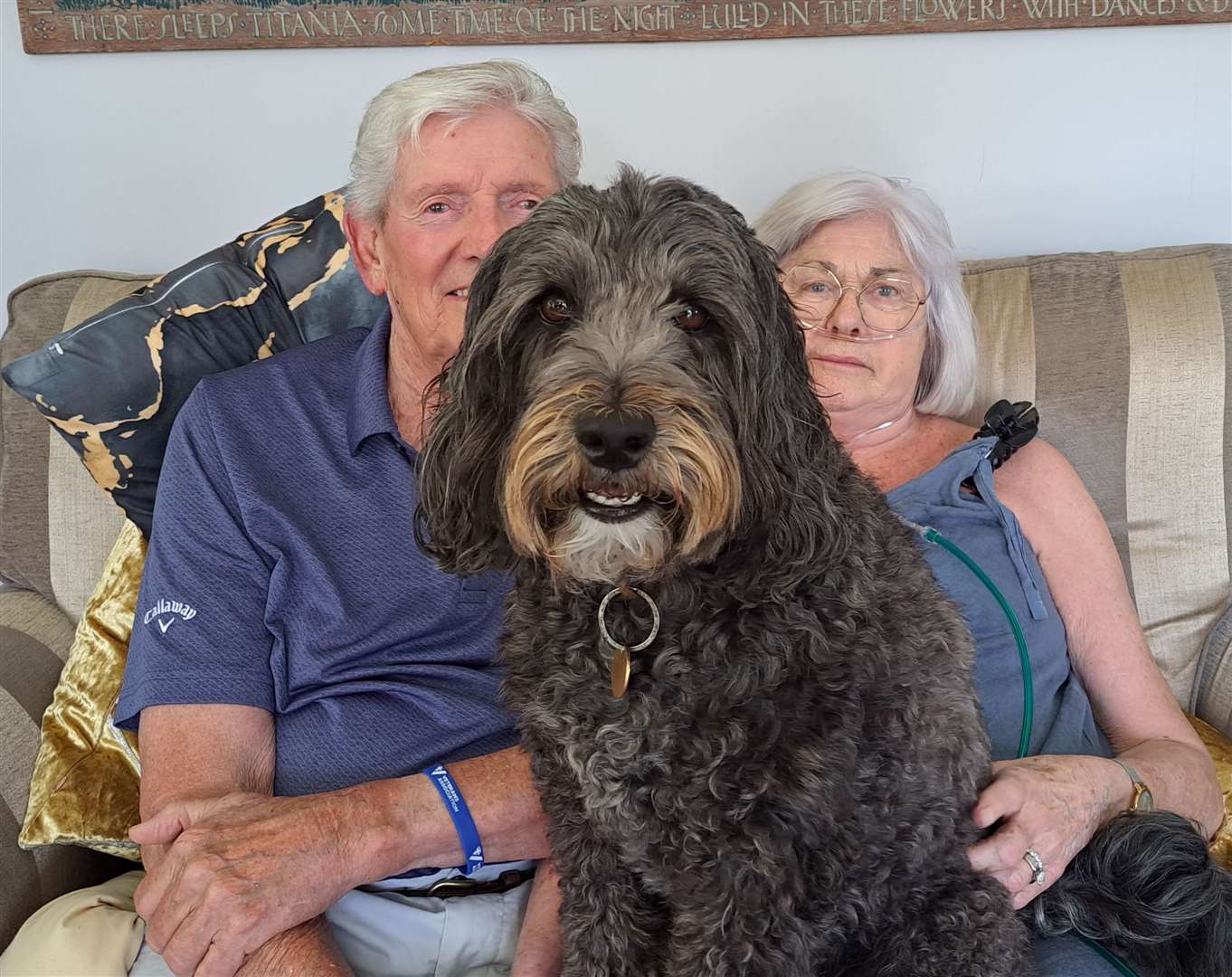 Bob and Jean Kelly, from Whitstable, with their beloved dog, who also visited the hospital