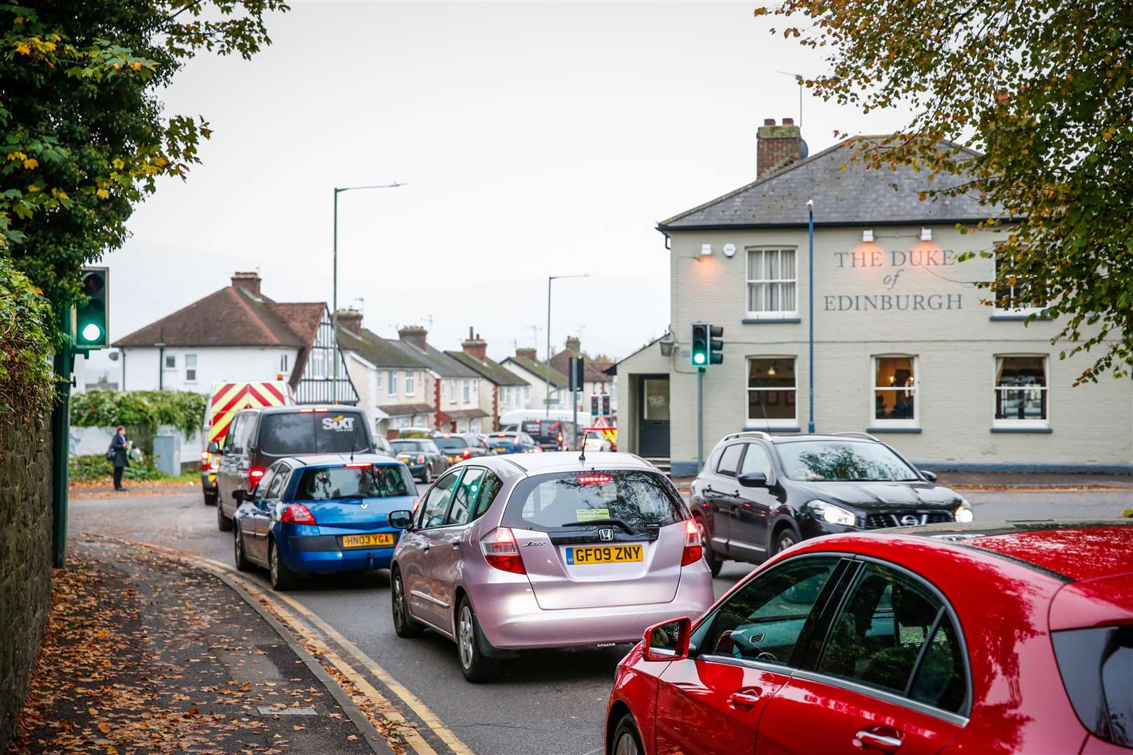 The B2246 Hermitage Lane at its junction with Heath Road and St Andrews Road