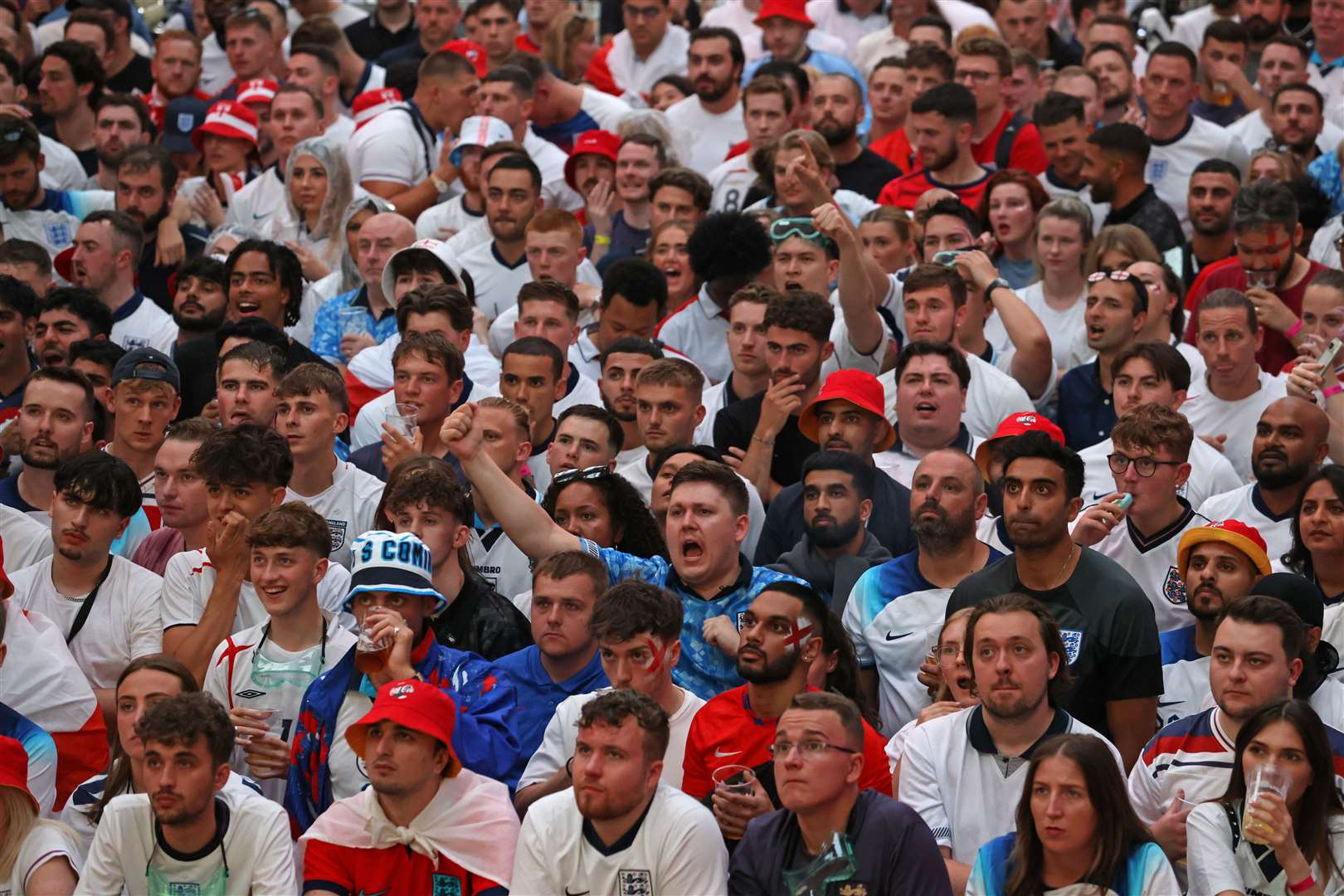 Fans crammed into Boxpark at Wembley (David Parry/PA)