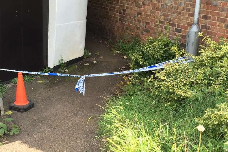 Police cordon near walkway to River Darent