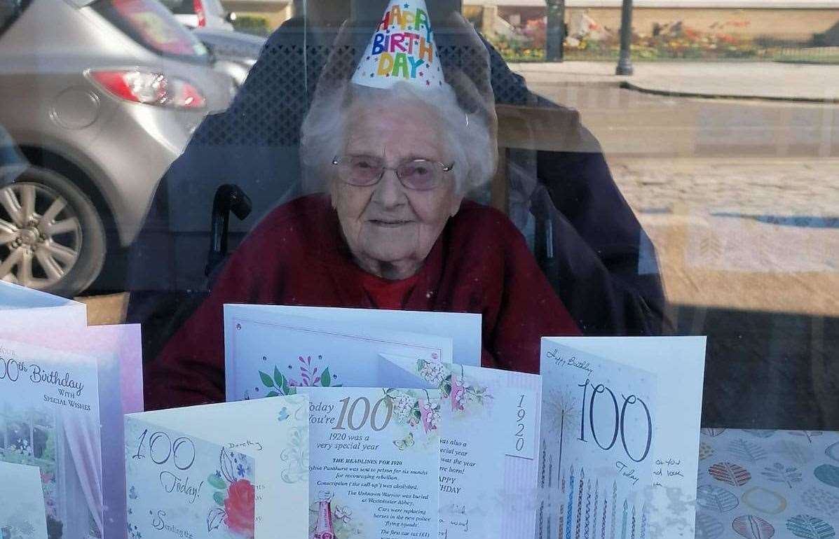 Dorothy Andrews sat at the window at the Laleham care home in Herne Bay