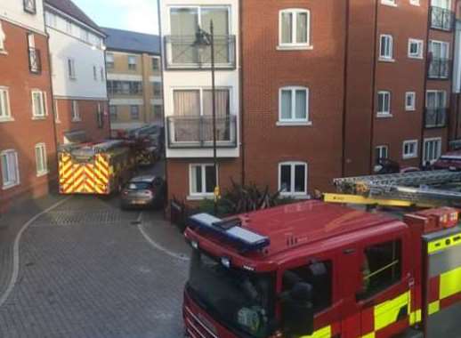 A woman was treated for smoke inhalation after a fire in Drying Shed Lane, Canterbury