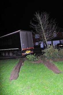 The foreign lorry driver caused damage to the grass verge as he tried to turn his vehicle around after getting stuck in Chetney View, Iwade.