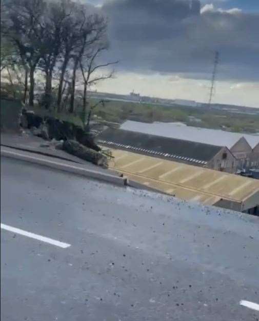 The damage to Galley Hill Road