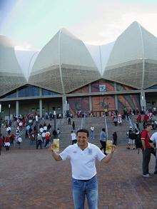 Robbie Merriman outside the Nelson Mandela Bay Stadium, Port Elizabeth