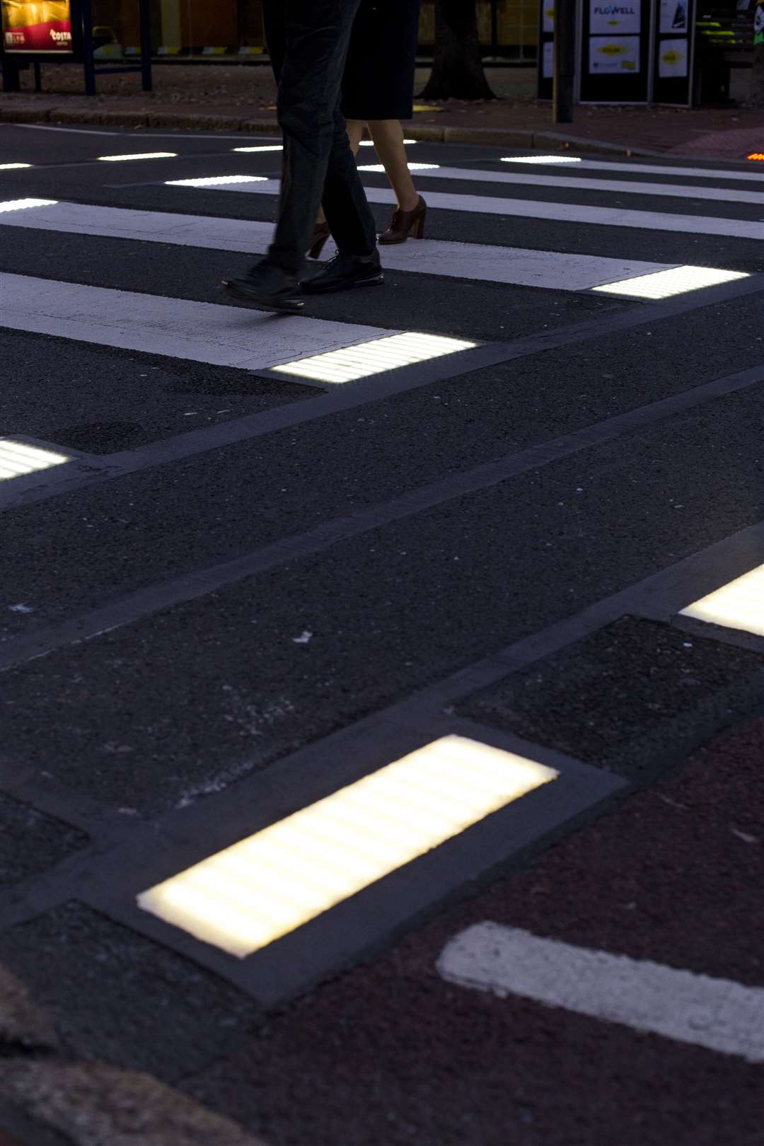 The first zebra crossing in the UK that lights up to make pedestrians more visible has been installed in Portsmouth (Portsmouth City Council/PA Wire)