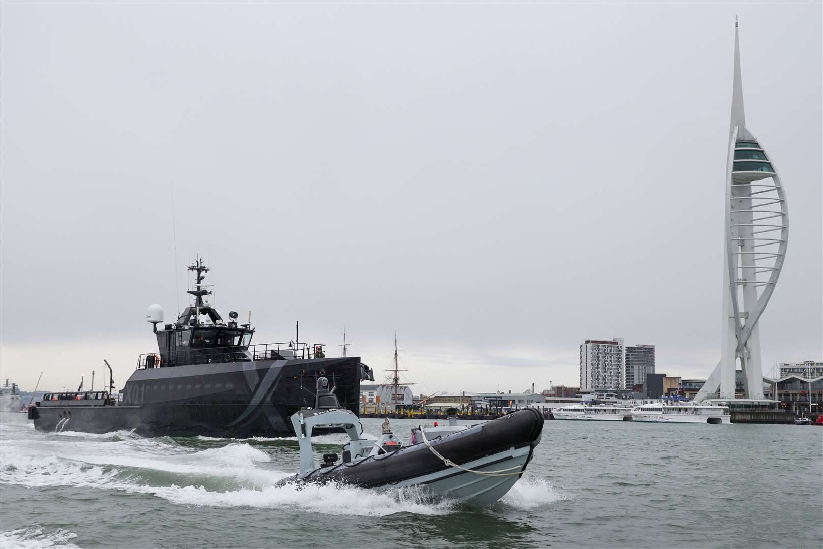 The boat was operated remotely from experimental ship XV Patrick Blackett in Portsmouth Harbour (Oliver Leach/PA)