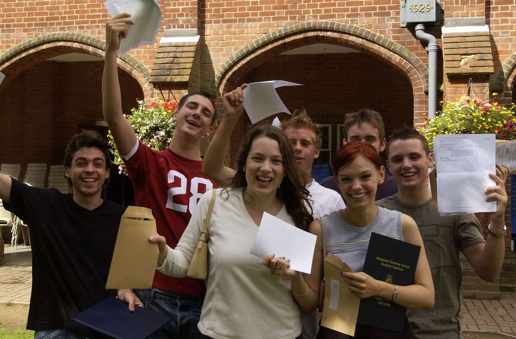 Maidstone Grammar School pupils getting their A-Level results in 2004. Picture: John Wardley