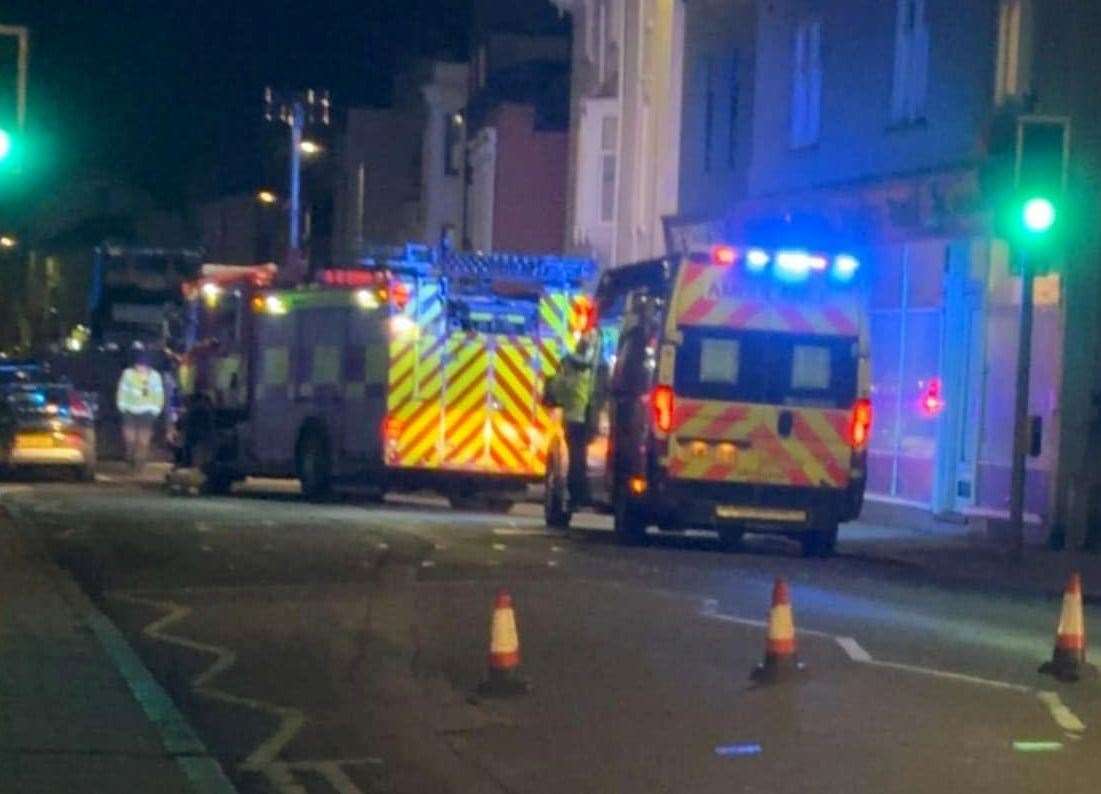 Emergency services at the scene in Sandgate High Street. Picture: Lily Jackson