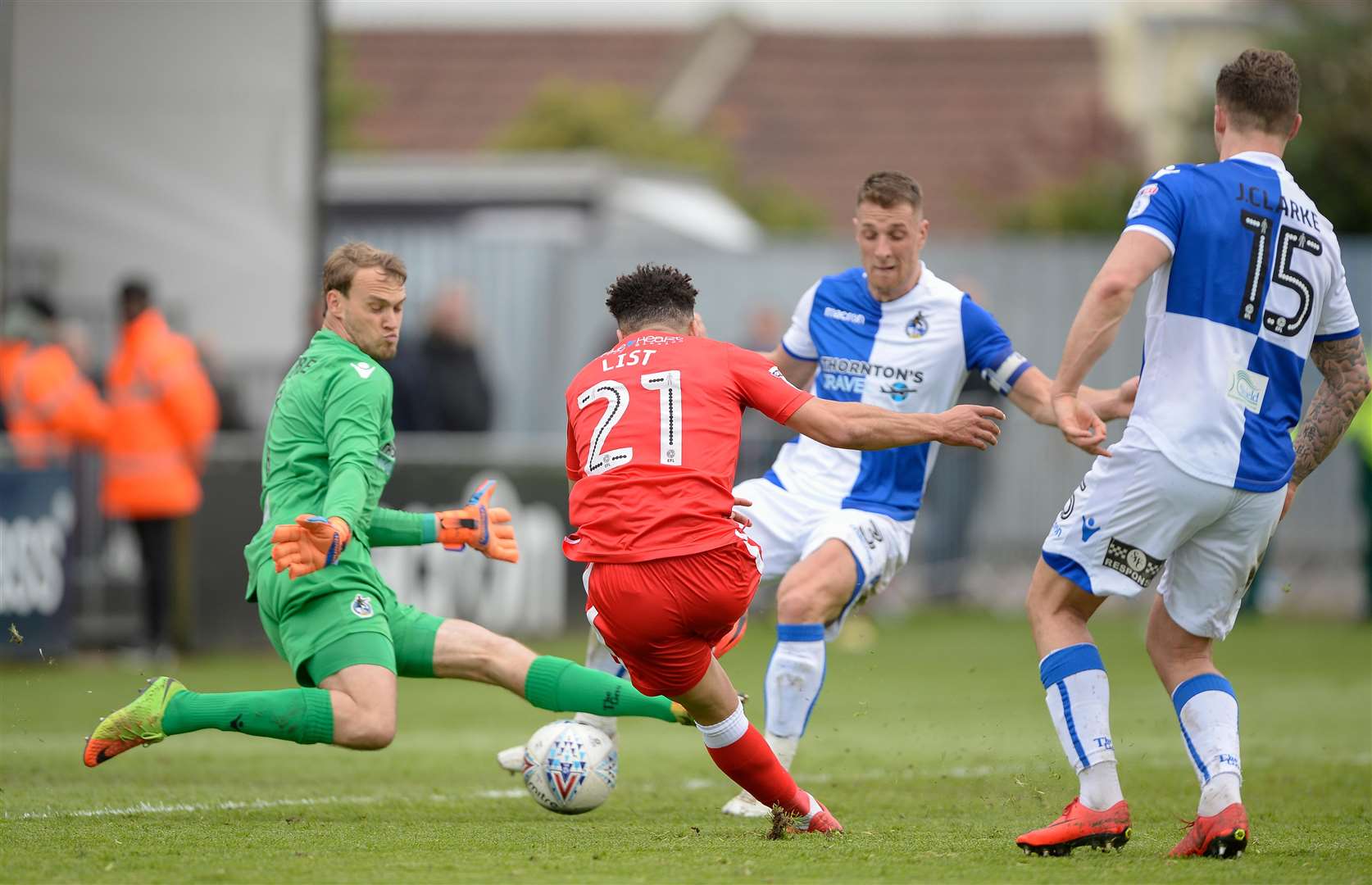 Gillingham's Elliott List scores his injury time equaliser against Bristol Rovers Picture: Ady Kerry