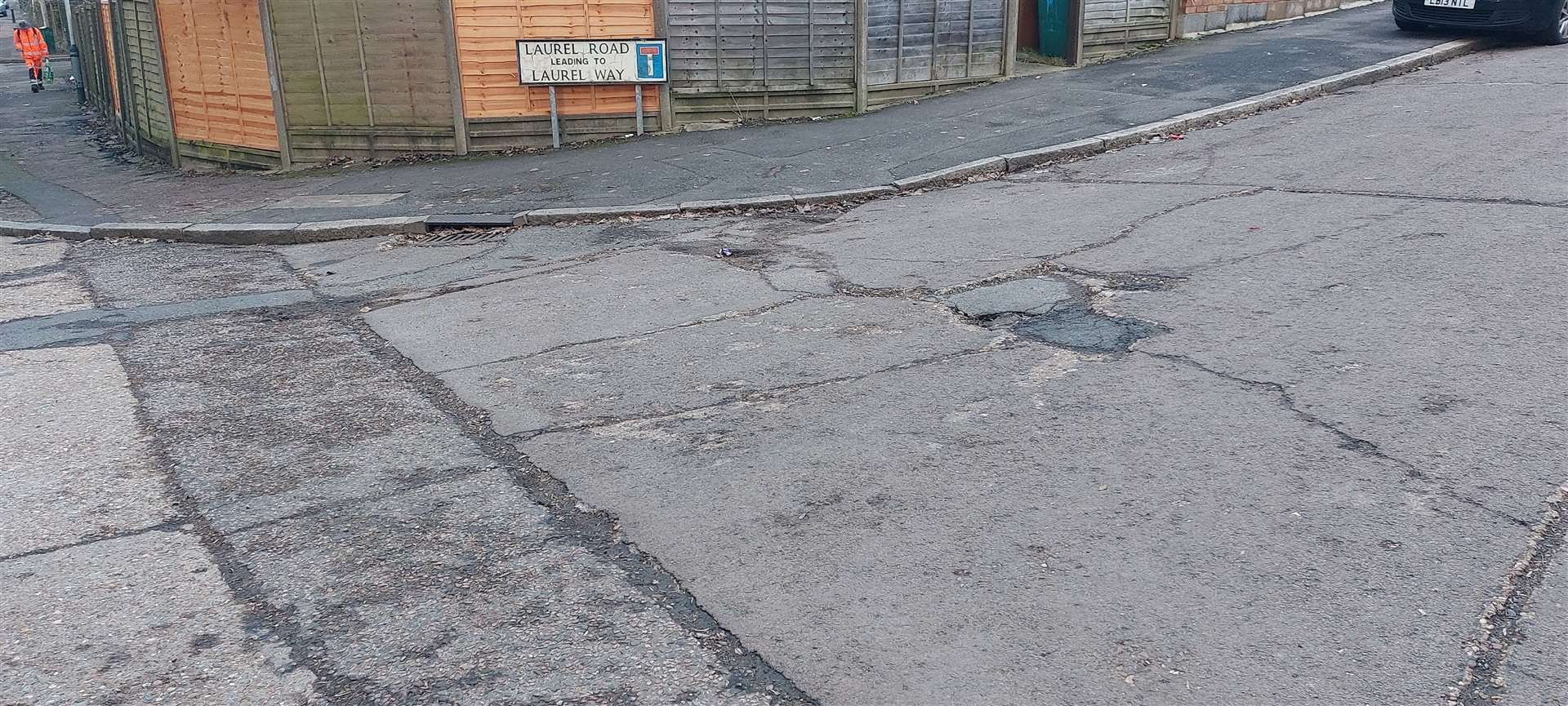 Potholes in Laurel Road, Tunbridge Wells