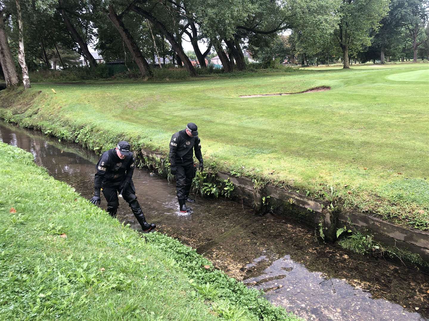 Police carrying out searches at West Derby Golf Club in Liverpool (Eleanor Barlow/PA)