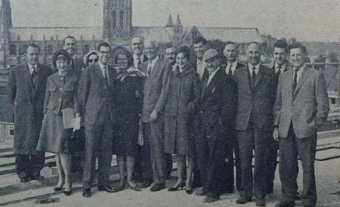 The topping out ceremony for the Riceman's store in the early 1960s