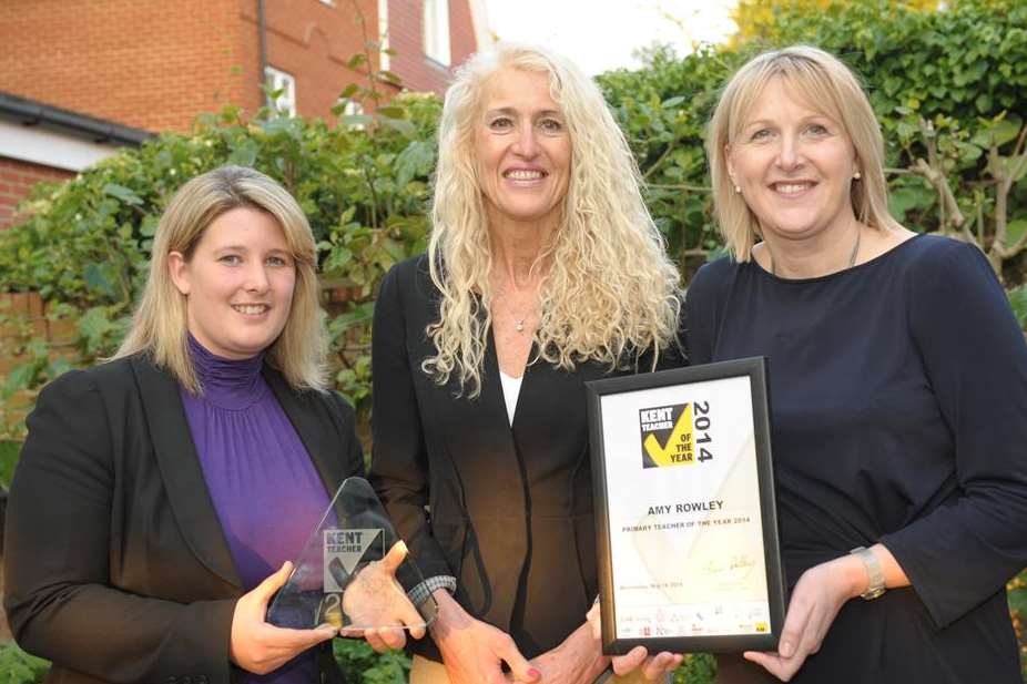 St George's teacher Amy Rowley, who was crowned Kent Teacher of the Year, with sponsors Mandy Holdstock, of Hempstead House and Jo Warby, of Brachers Law
