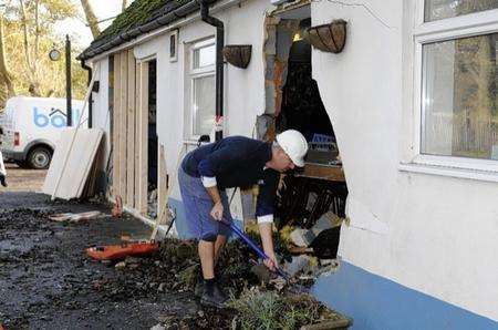 Ferrari hits Blue and White Cafe in Mersham