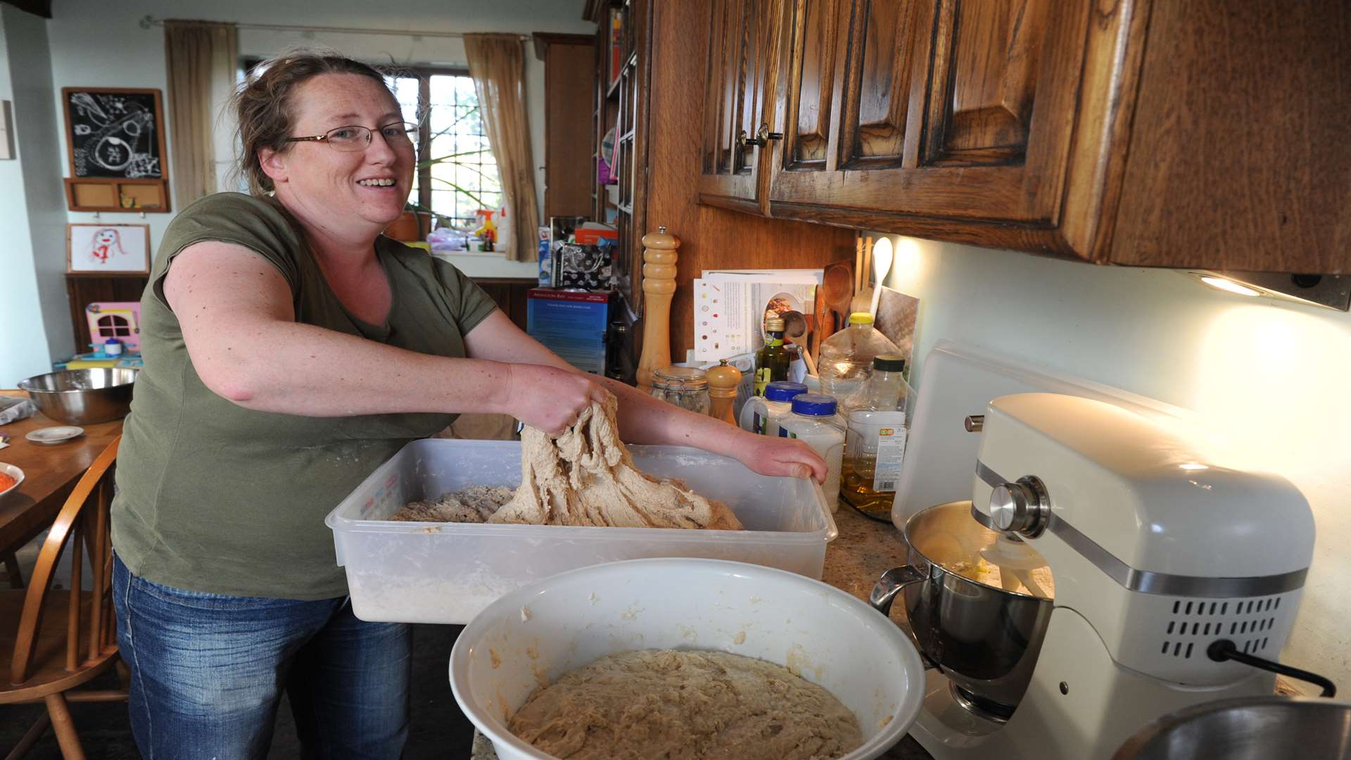 Gwen Nathan making bread at Eastcourt Manor