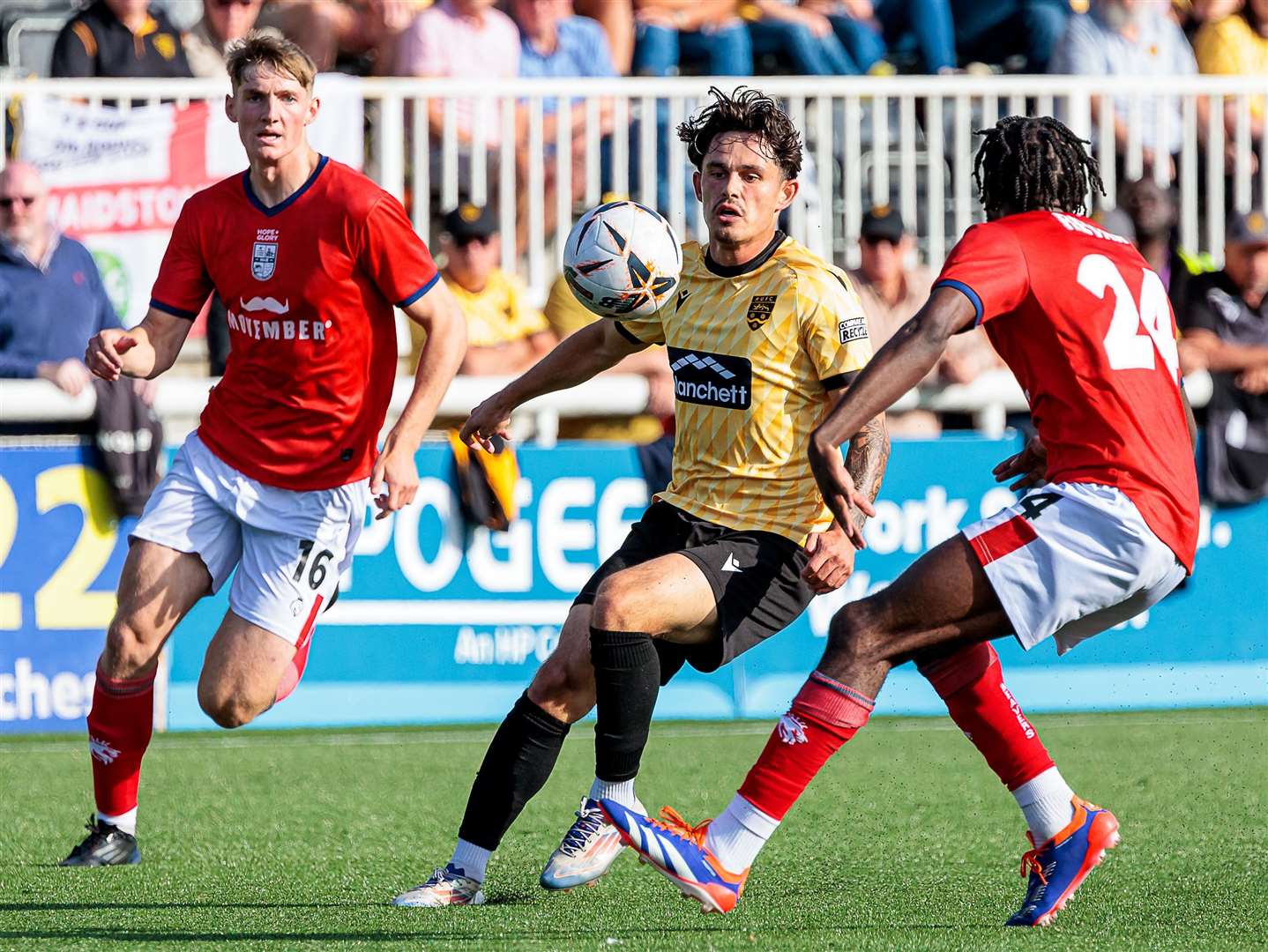 Maidstone progressed in the FA Cup on Saturday by defeating Hampton & Richmond at The Gallagher. Picture: Helen Cooper