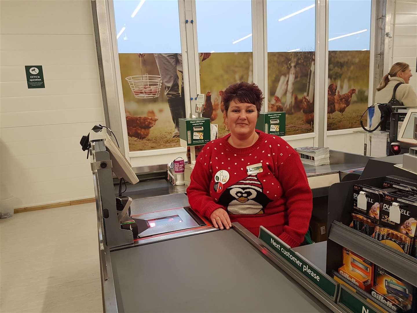 Jackie York from Cheriton back on tills at the temporary store (5807345)