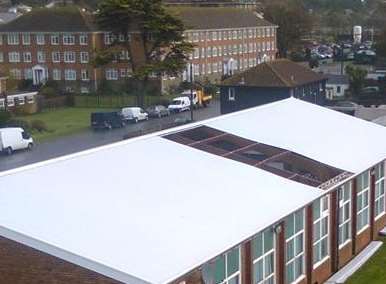 Part of Hythe Pool's roof collapsed as the Storm Angus swept through Kent. Picture: Michelle Tanya Grant