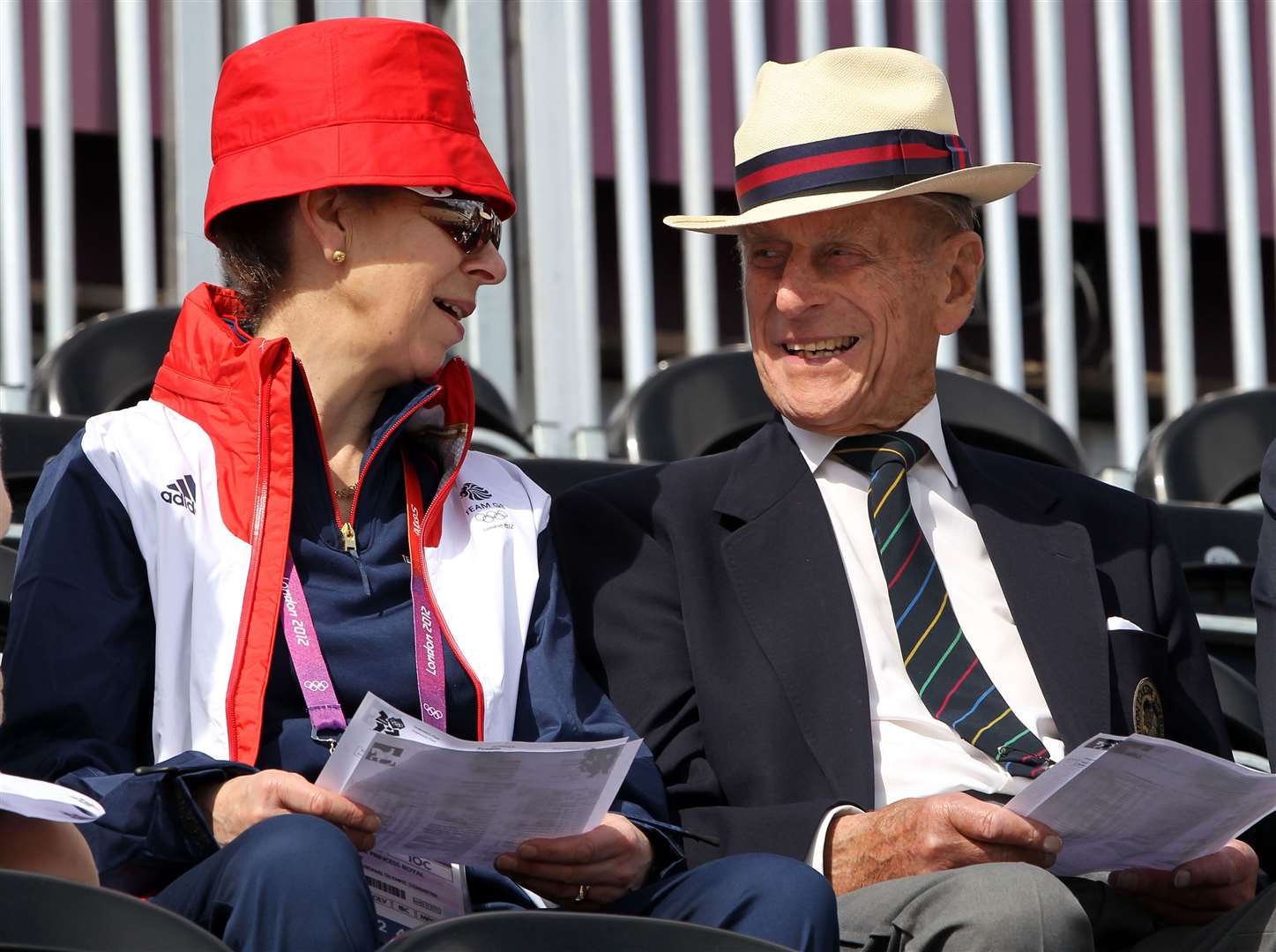 The Duke of Edinburgh and Anne watching dressage during the London 2012 Olympics (Andrew Milligan/PA)