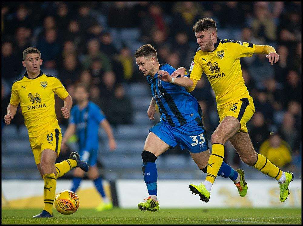 Mark Byrne in action for Gillingham at Oxford Picture: Ady Kerry