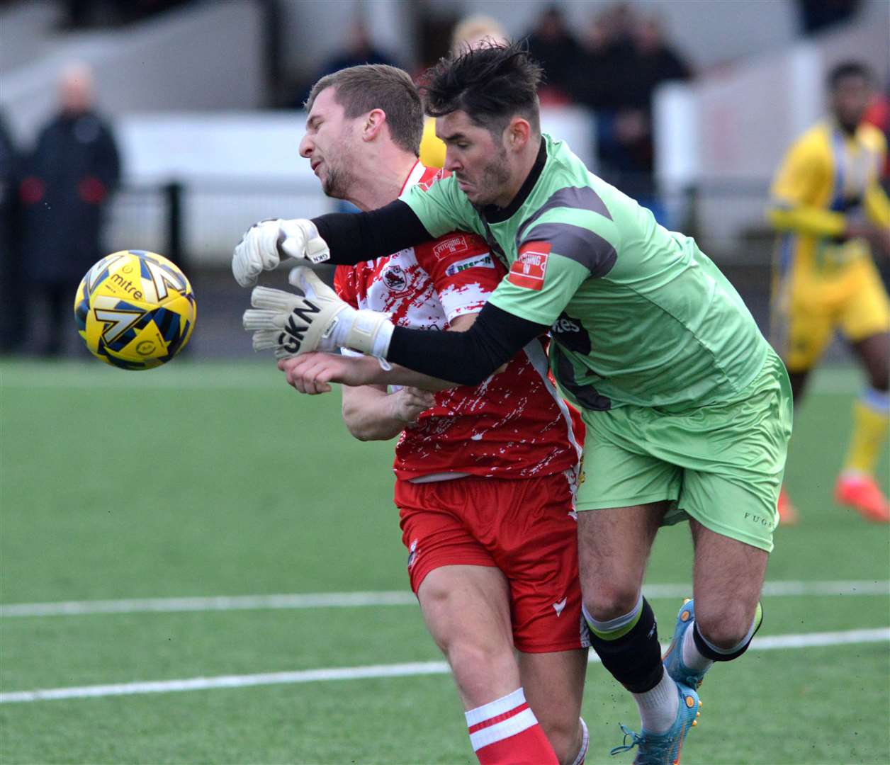 Harley Earle in action for Sittingbourne at Ramsgate in January. Picture: Randolph File